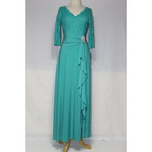 Fanny Fashion #1294 Women's Lace and Chiffon Formal Dress-Size L-JADE-NEW W/Tags